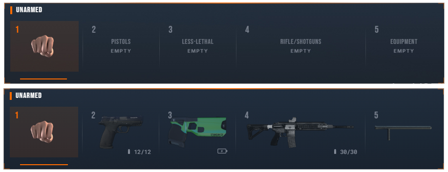 The new weapon selector menu