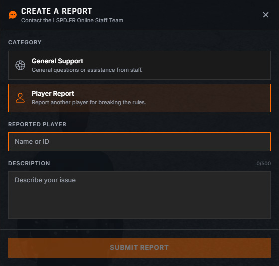 Creating a new report from the report panel