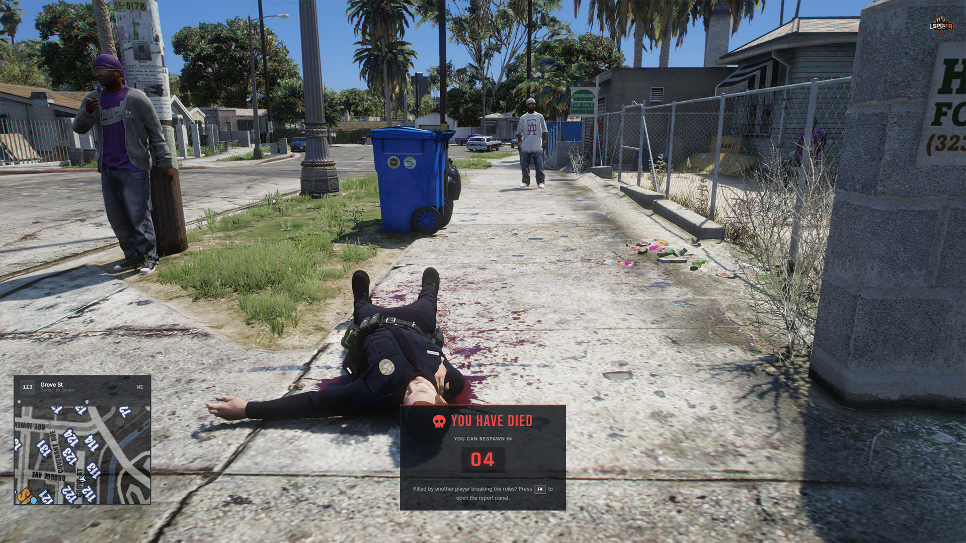 The new death screen with respawn countdown