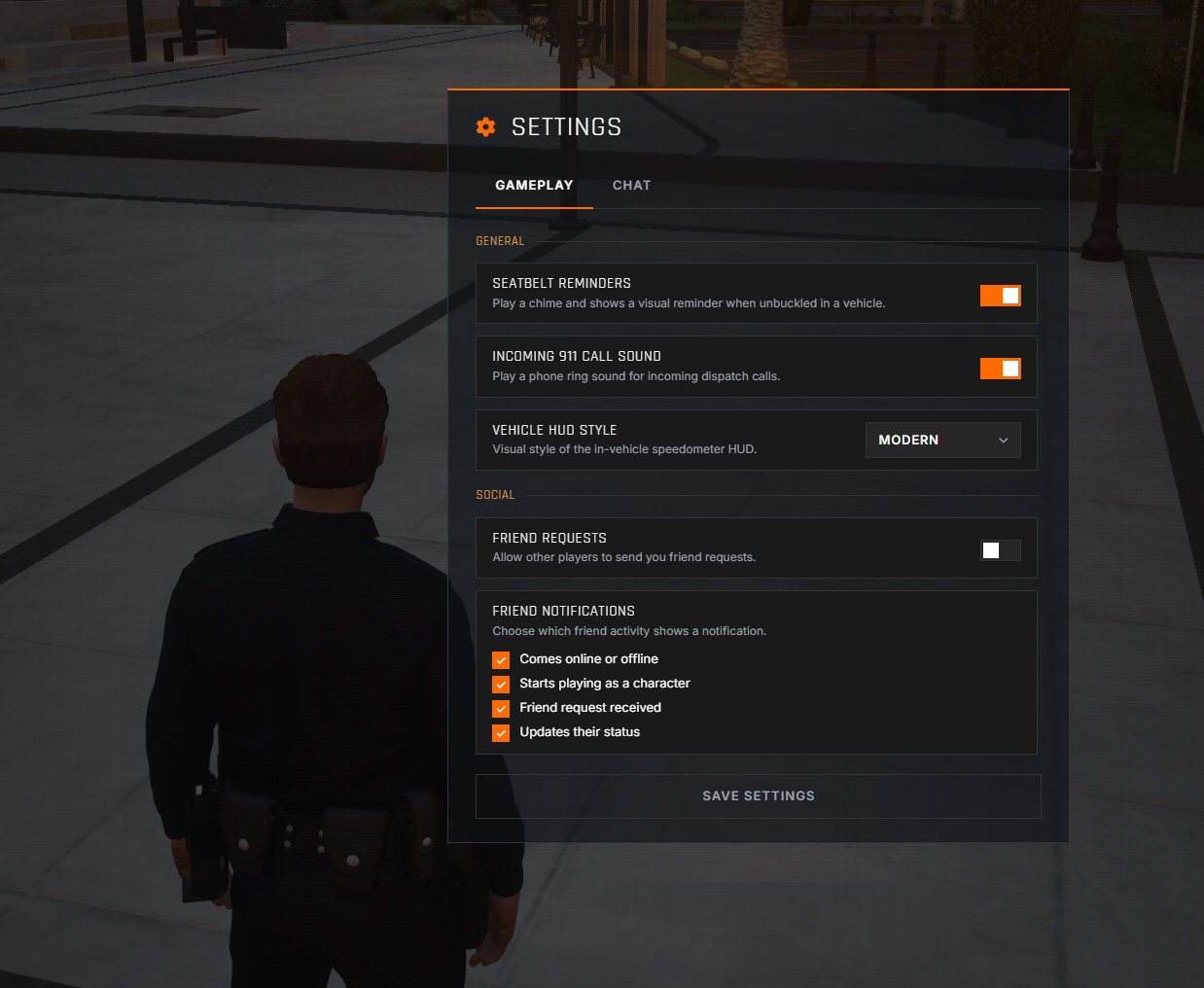 New friends settings in the pause menu