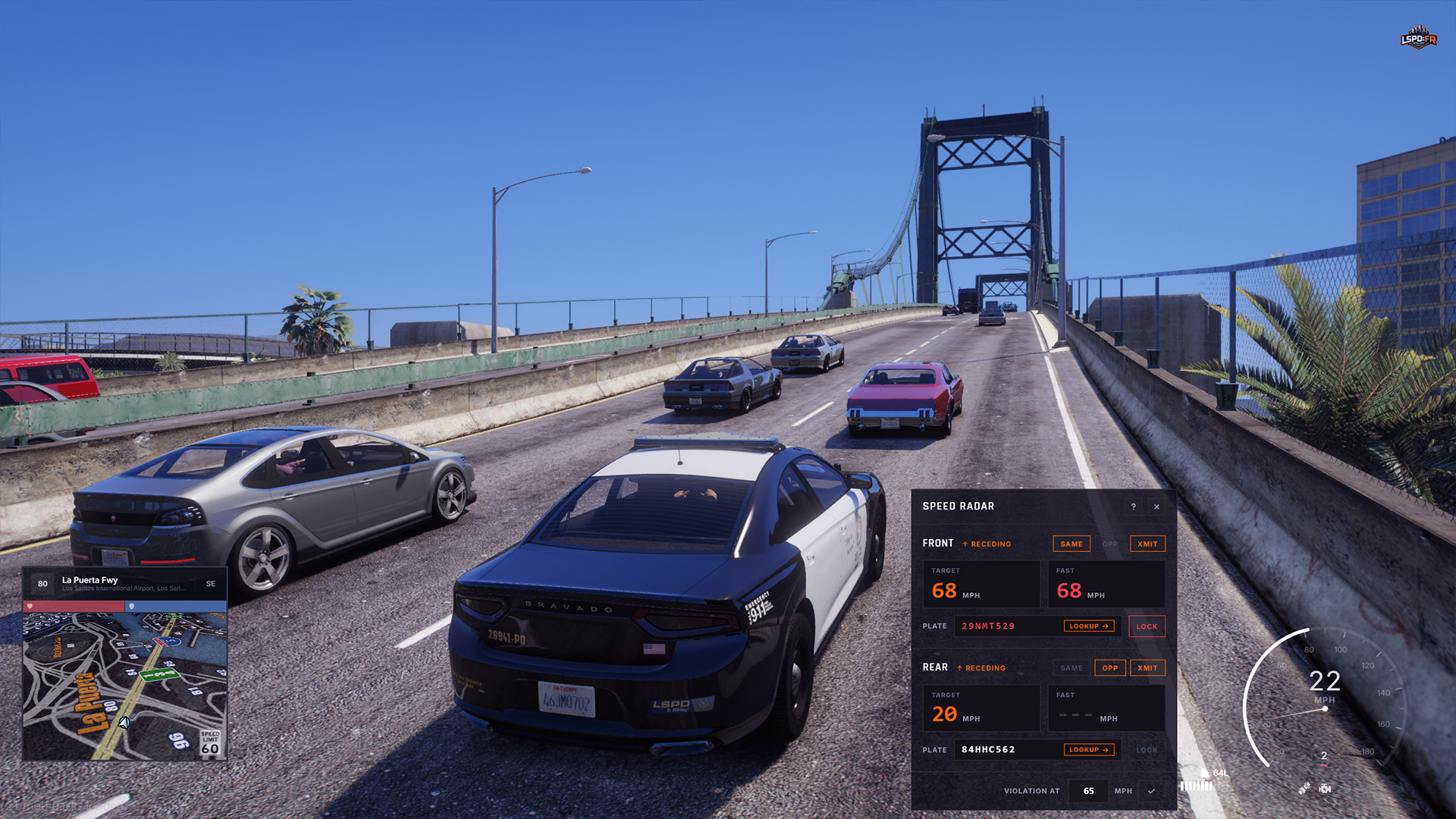 Speed Radar with a speeding vehicle's speed and plate locked in red