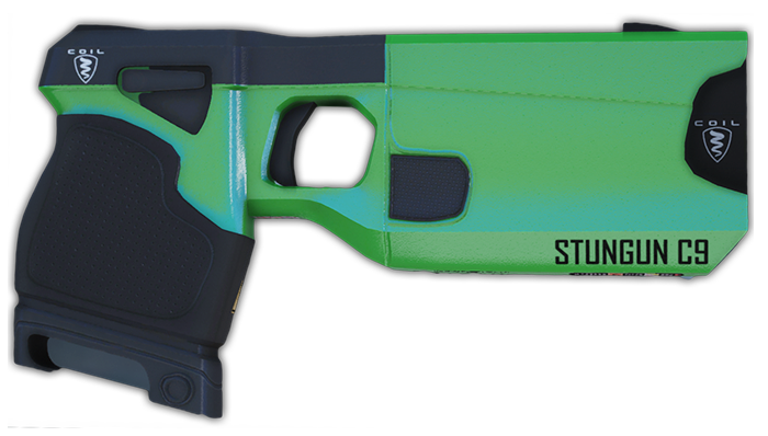 Green and teal Coil C9 Stungun issued by LSPD and BCSO