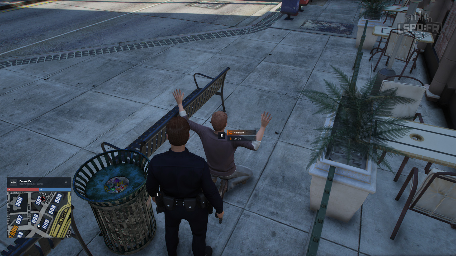 The handcuff interaction on a surrendered suspect