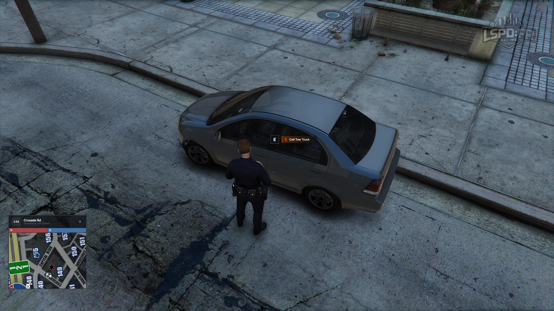 The Call Tow Truck interaction point on an unoccupied vehicle